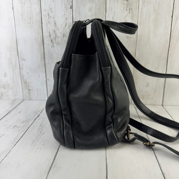 VTG Etienne Aigner Black Pebbled Leather Backpack Shoulder Bag Sling Convertible main image 11